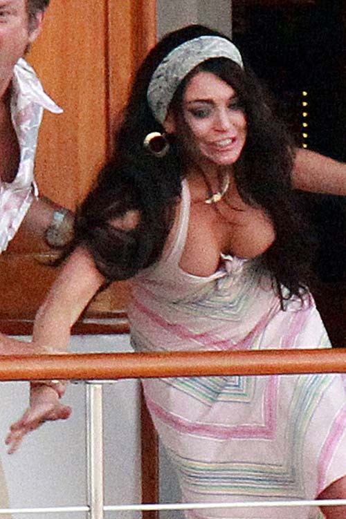 Lindsay Lohan boob slip and huge boobs paparazzi photos #75260881