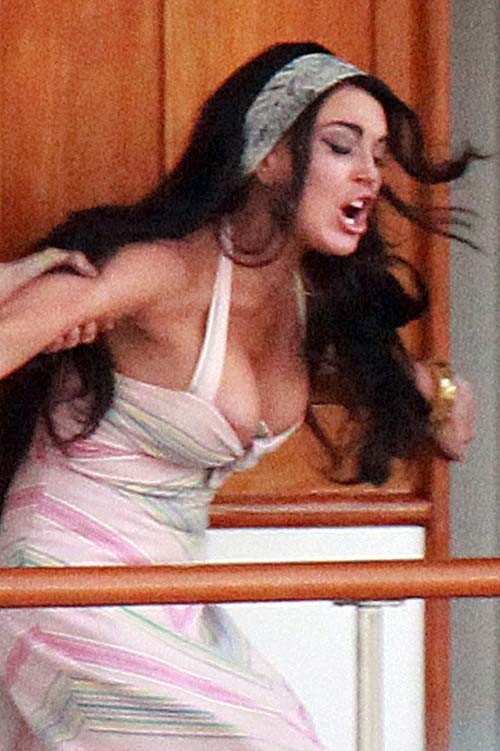 Lindsay Lohan boob slip and huge boobs paparazzi photos #75260887