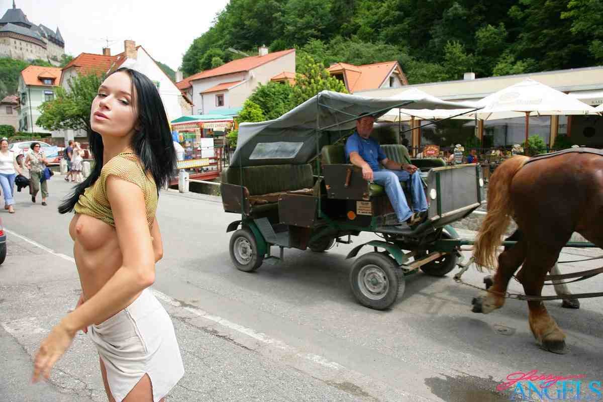 Babe flashing in public #78606928