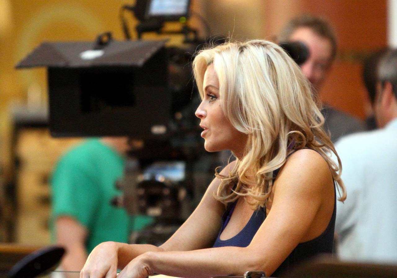 Jenny McCarthy very leggy in yellow mini skirt and sexy in bikini #75315688