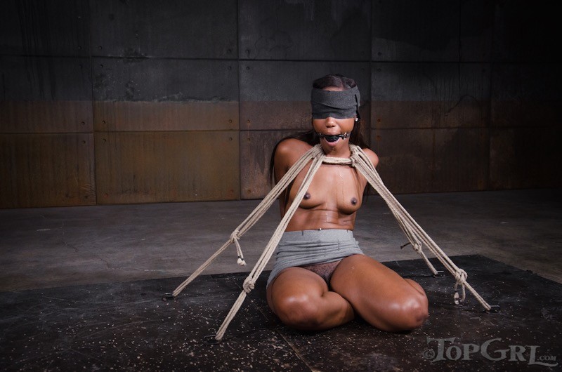 Chanell Heart floor bound in rope with clamps by lezdom Rain DeG #71943928