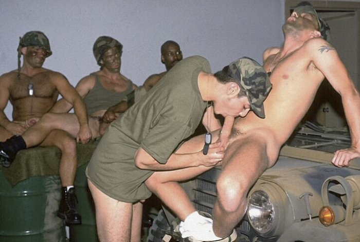 Ebony and white muscle military dudes sucking each others cock #76933082