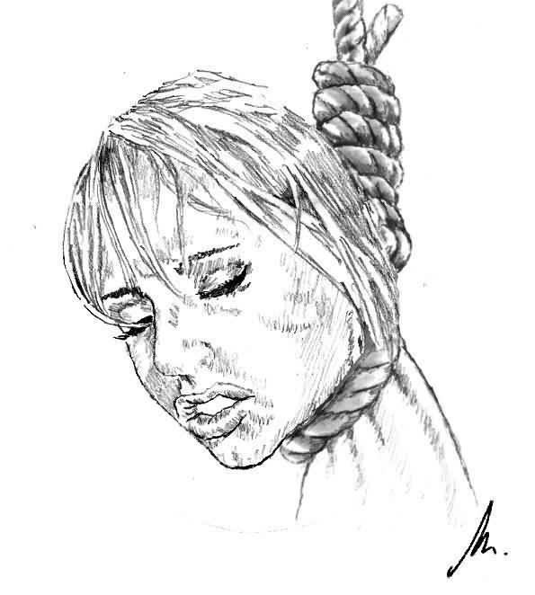 Une femme étrangement pendue par une corde : une douleur horrible
 #69652261