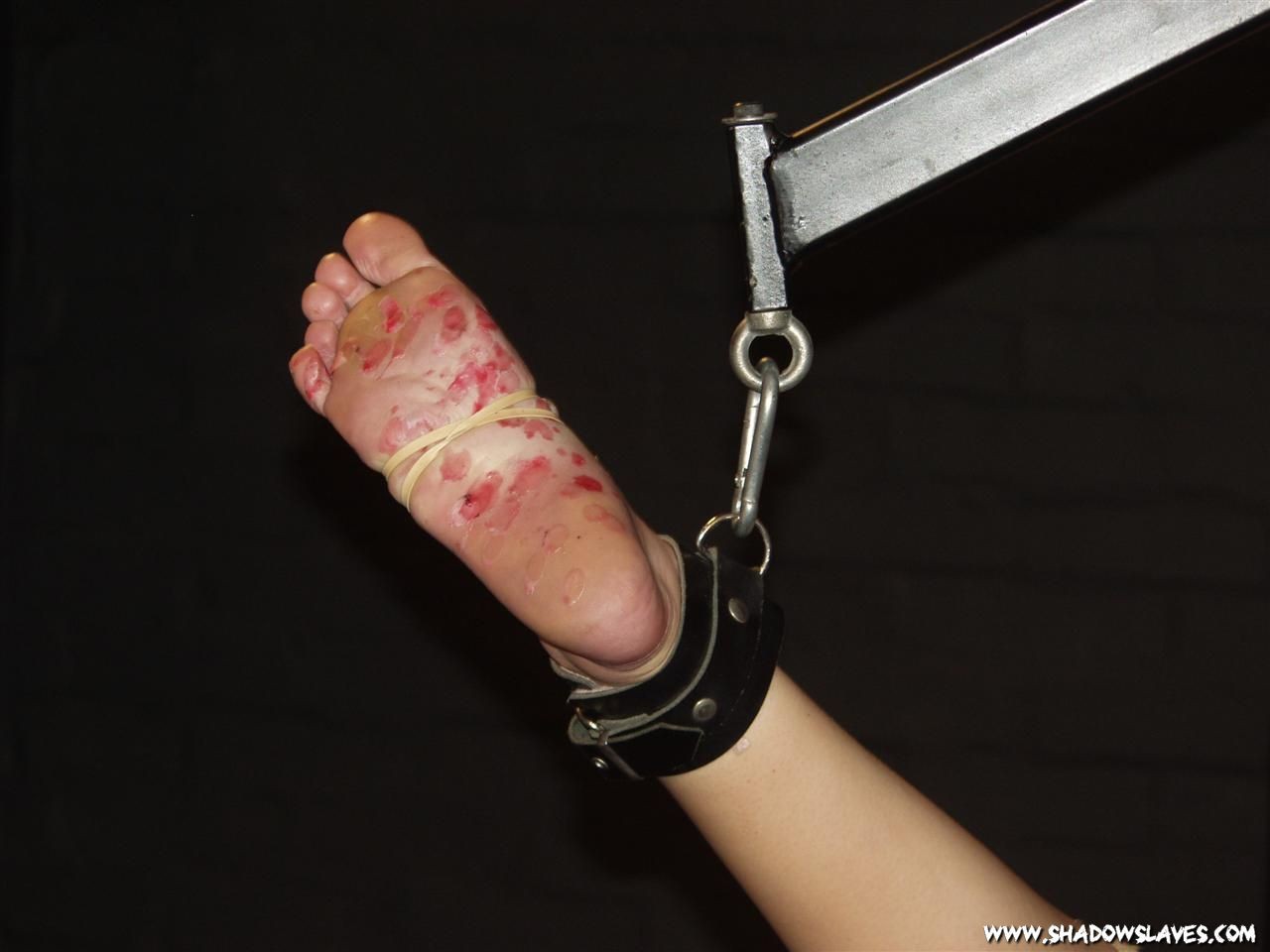 Bound feet punished and foot fetish hotwax punishment of restrained blonde amate #72084052