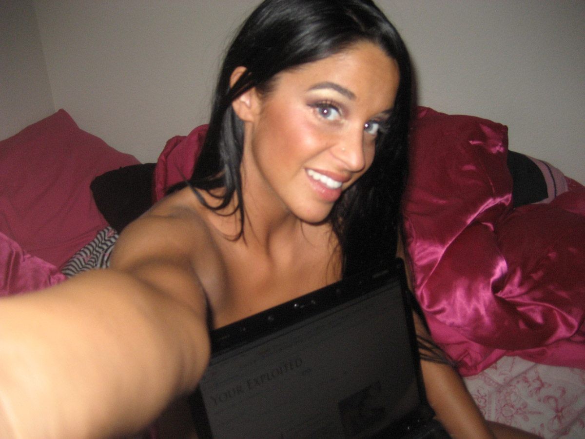 Brunette teen girlfriend posing on her bed #67191751