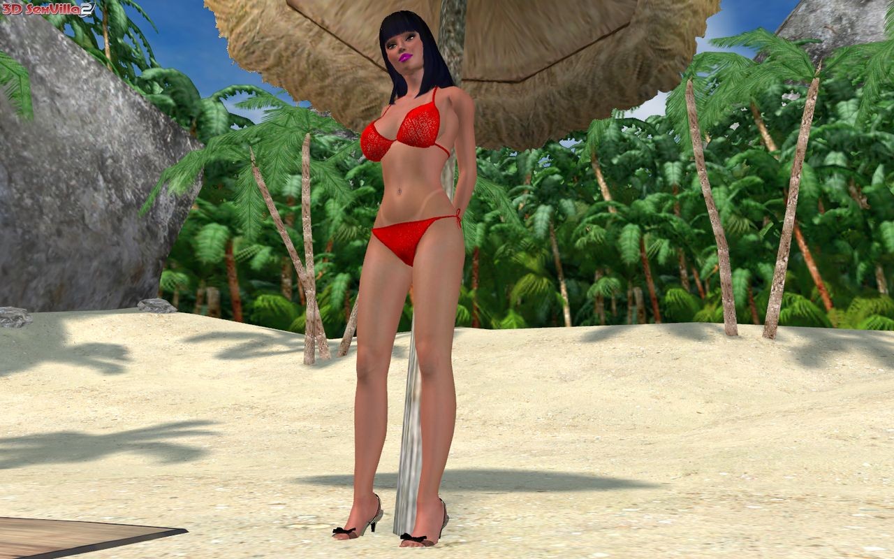 Animated peeping tom masturbates at a public beach #69331734