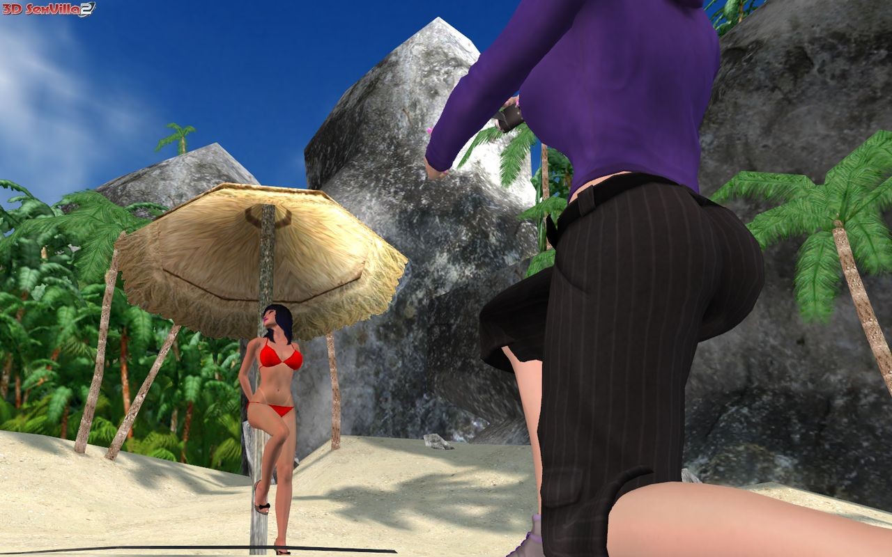 Animated peeping tom masturbates at a public beach #69331758