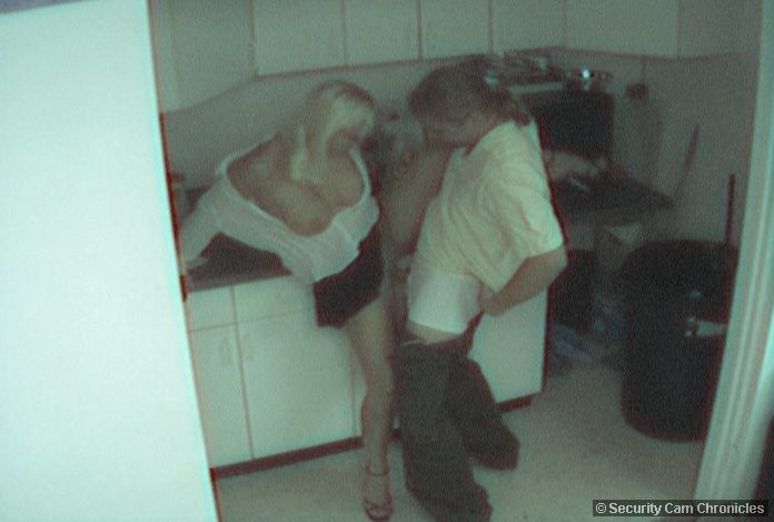 Hot couple having fun in kitchen caught by hidden camera #79370698