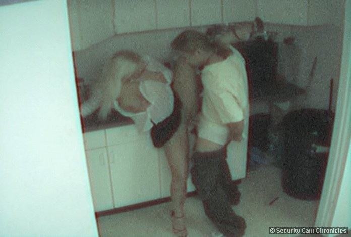 Hot couple having fun in kitchen caught by hidden camera #79370706