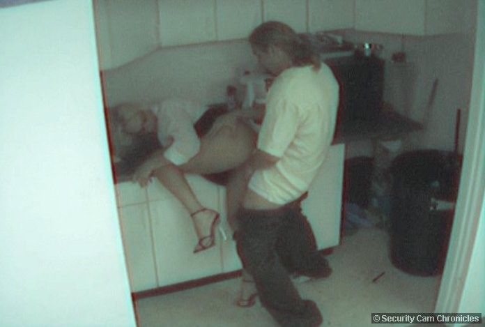 Hot couple having fun in kitchen caught by hidden camera #79370714
