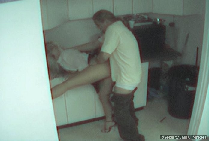 Hot couple having fun in kitchen caught by hidden camera #79370729