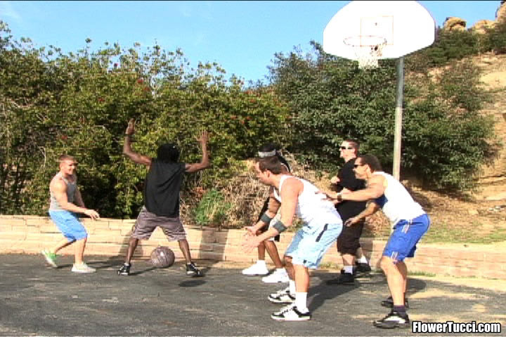 This amazing footage of 4 hot babes takin on these 5 guys on the basketball cour #68827783