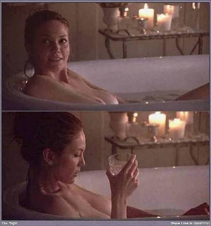 actress Diane Lane bathing with a glass of wine #75372858