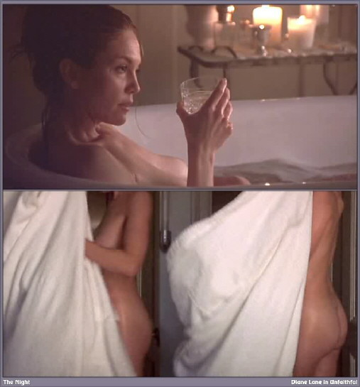 Schauspielerin Diane Lane beim Baden mit einem Glas Wein
 #75372861