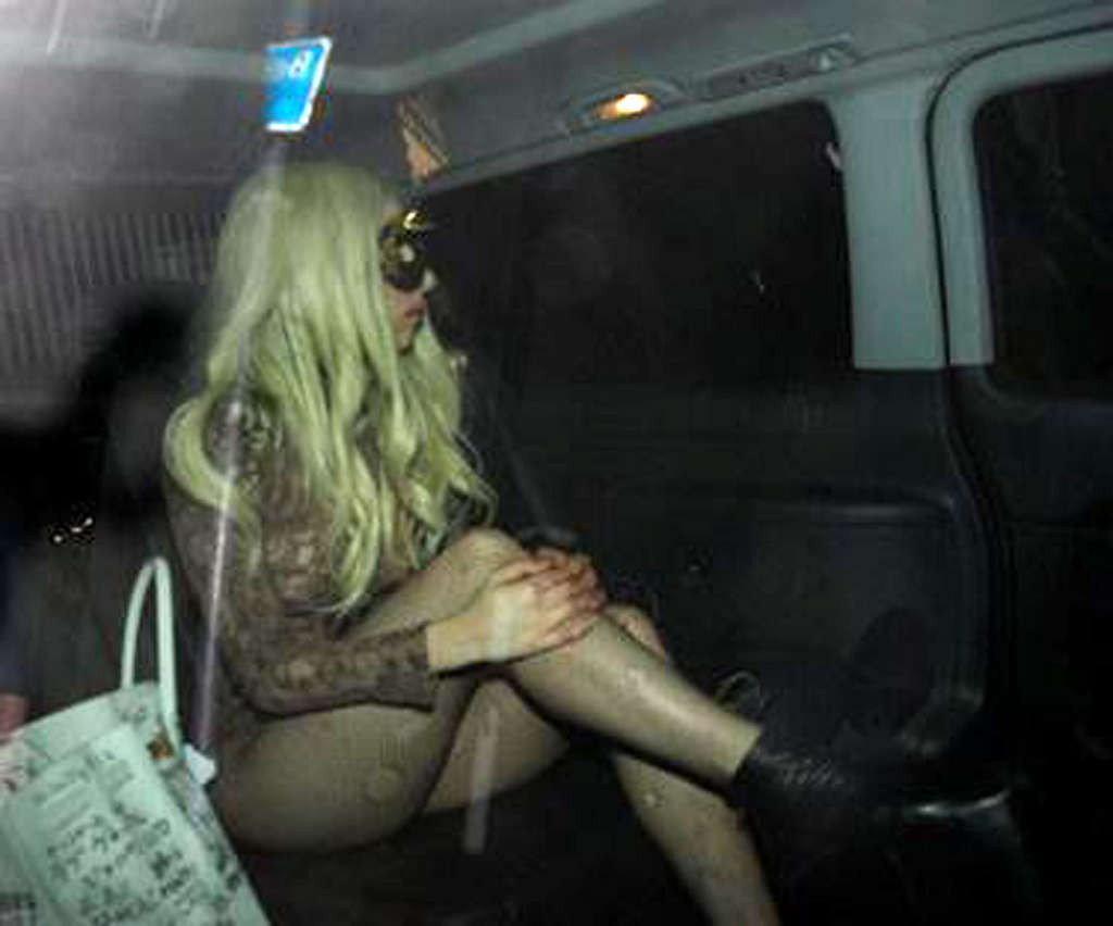 Lady Gaga show pussy in see thru panties and in stockings #75350115