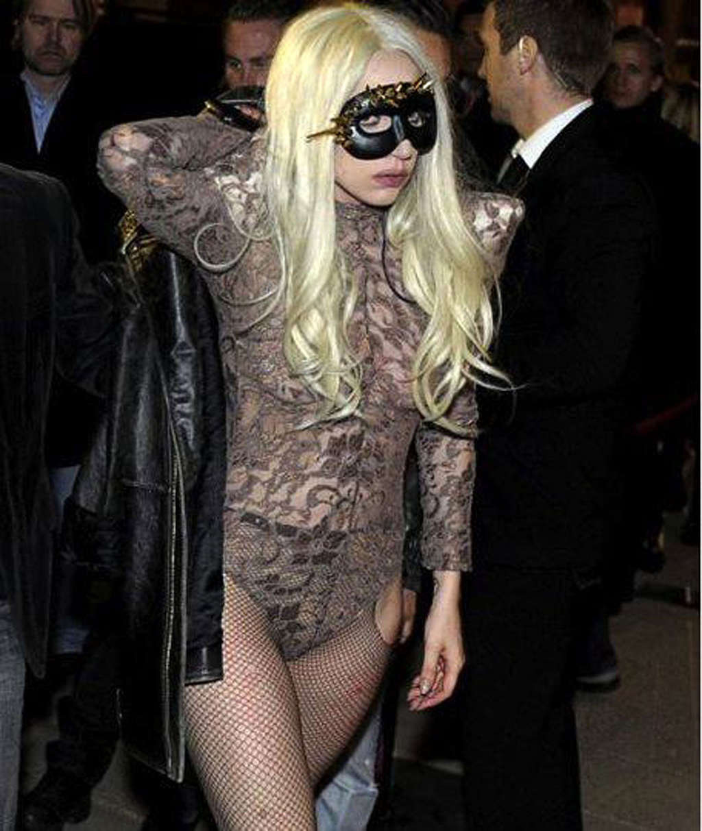 Lady Gaga show pussy in see thru panties and in stockings #75350160