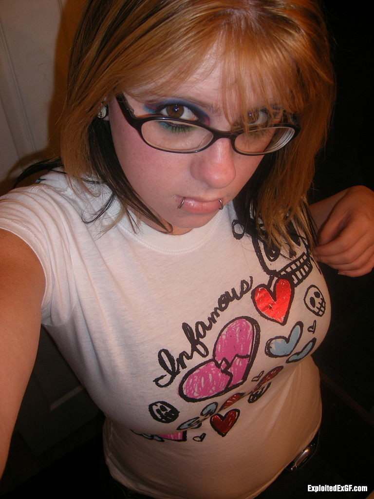 Amateur with glasses shows her big tits #67588136