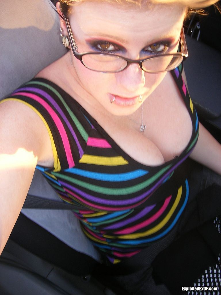 Amateur with glasses shows her big tits #67588141