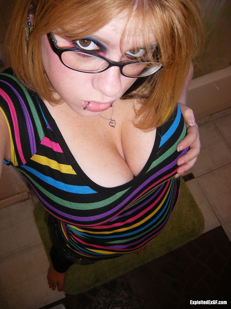 Amateur with glasses shows her big tits #67588197