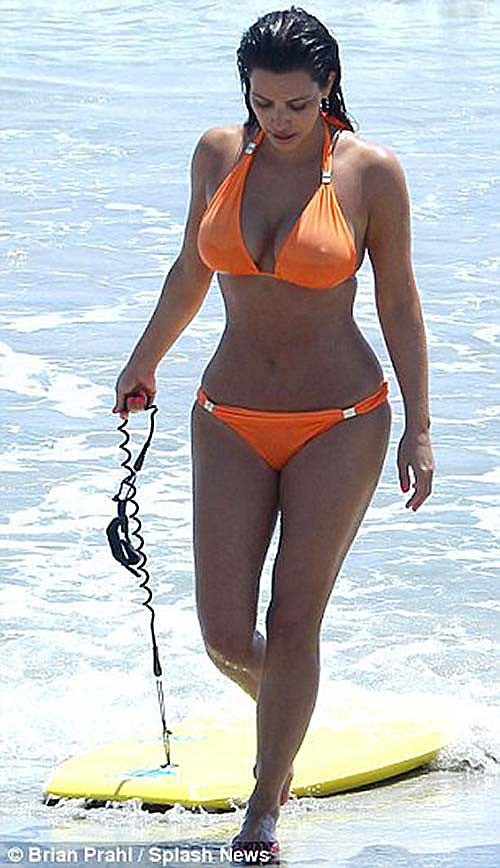Kim Kardashian exposing sexy ass and huge boobs in blue bikini #75260865