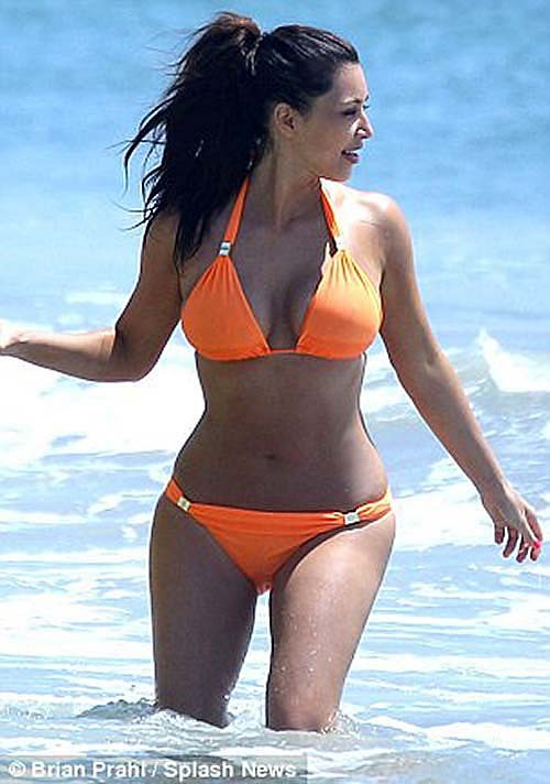 Kim Kardashian exposing sexy ass and huge boobs in blue bikini #75260888