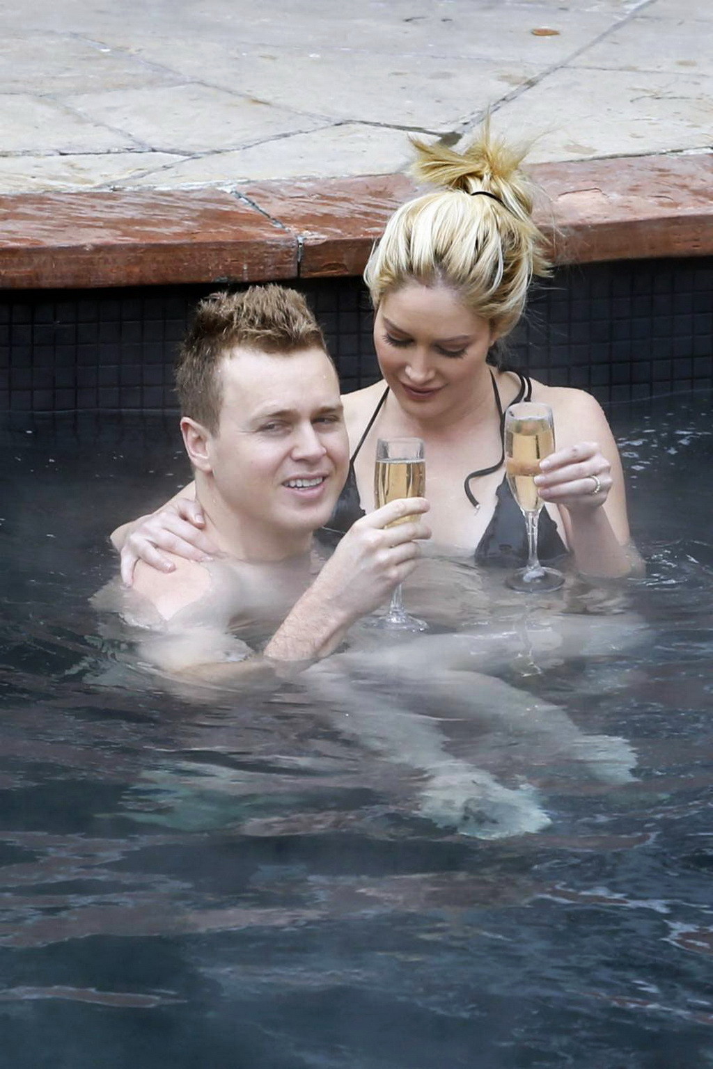 Heidi Montag busty in tiny black bikini in a hot spa during the vacation in Aspe #75176194