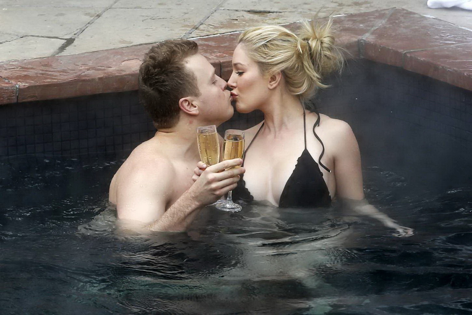 Heidi Montag busty in tiny black bikini in a hot spa during the vacation in Aspe #75176208