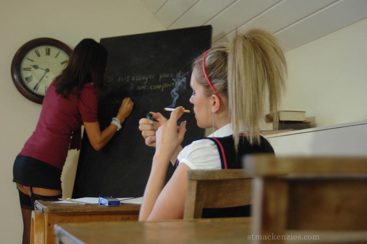 Schoolgirl and teacher smoking #78553428