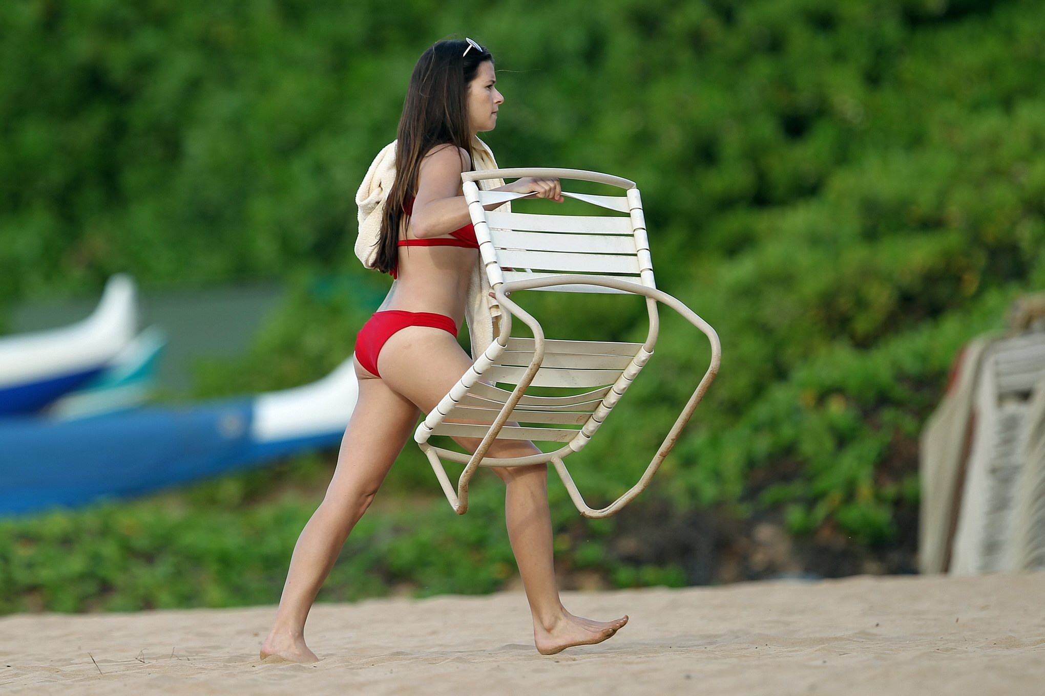 Danica Patrick shows off her ass wearing red bikini on Hawaii #75279709