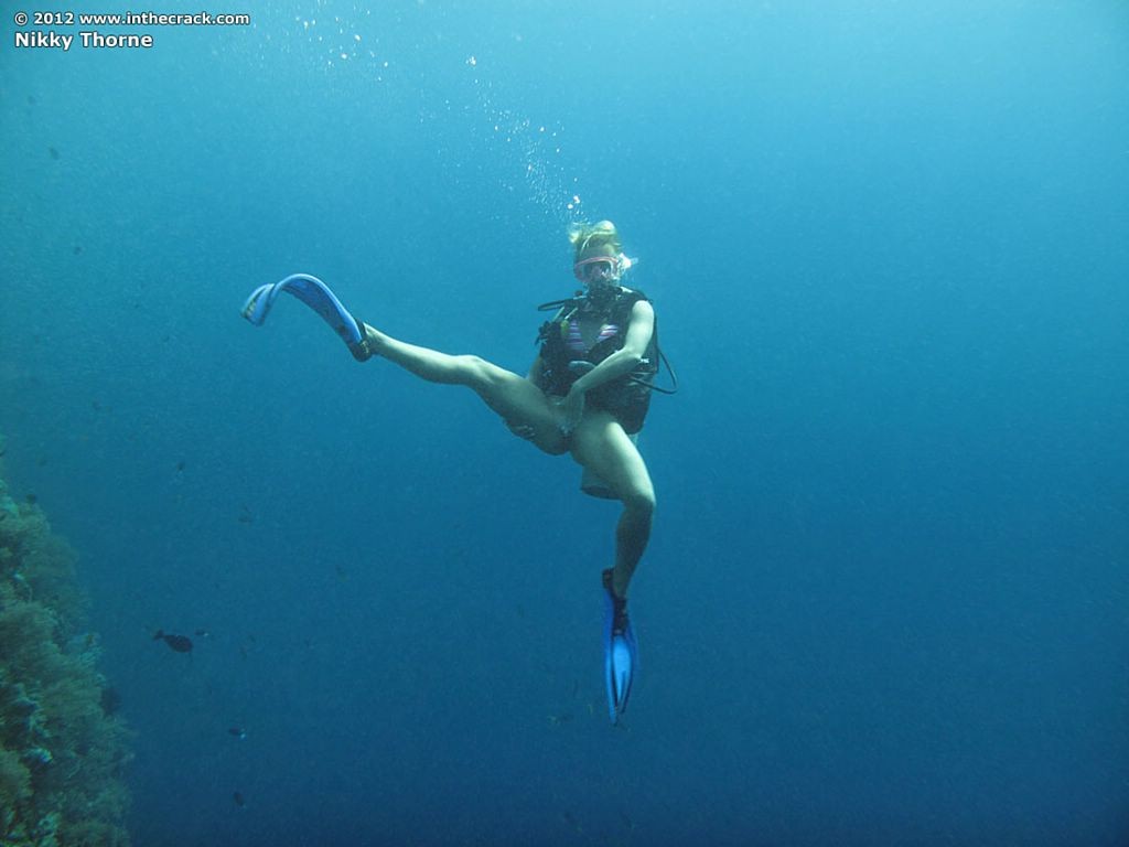 Nikky Thorne shows her scuba pussy under the ocean #70983212