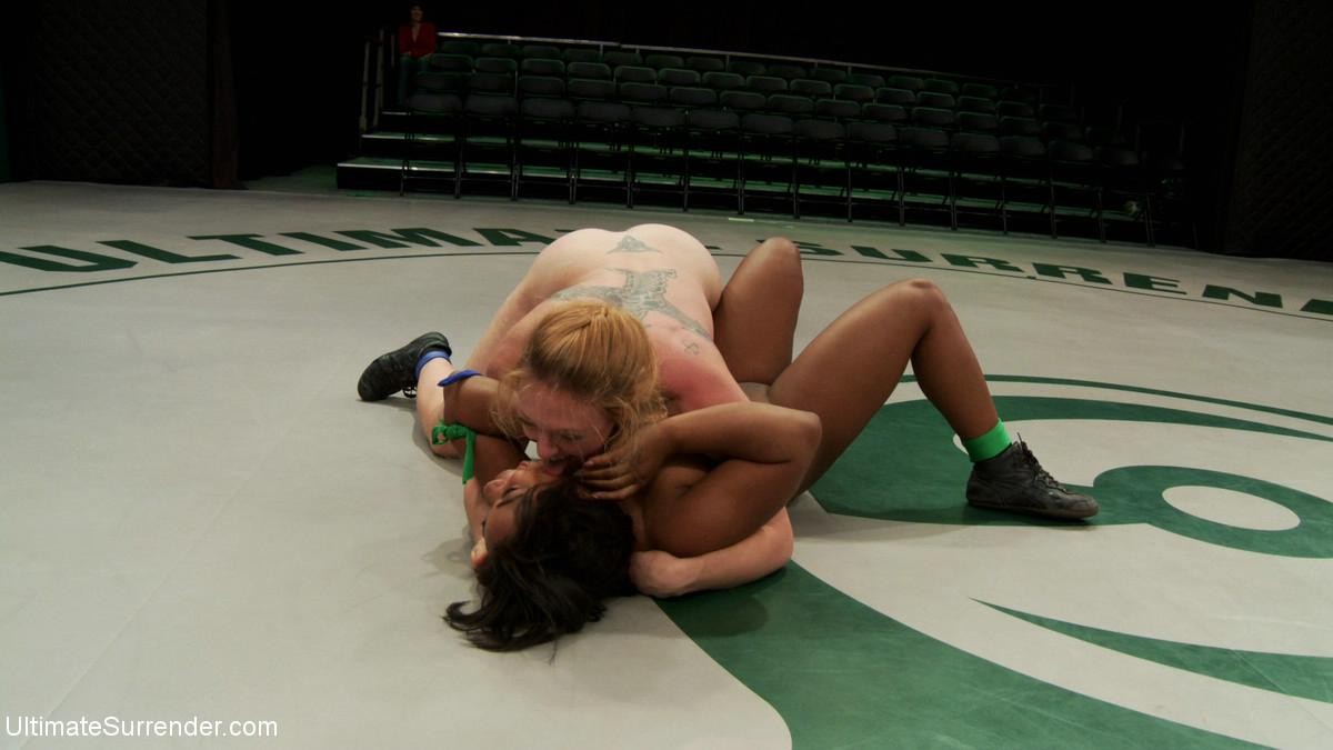 Sexy ebony teen is defeated and fucked in lesbian wrestling #73332934