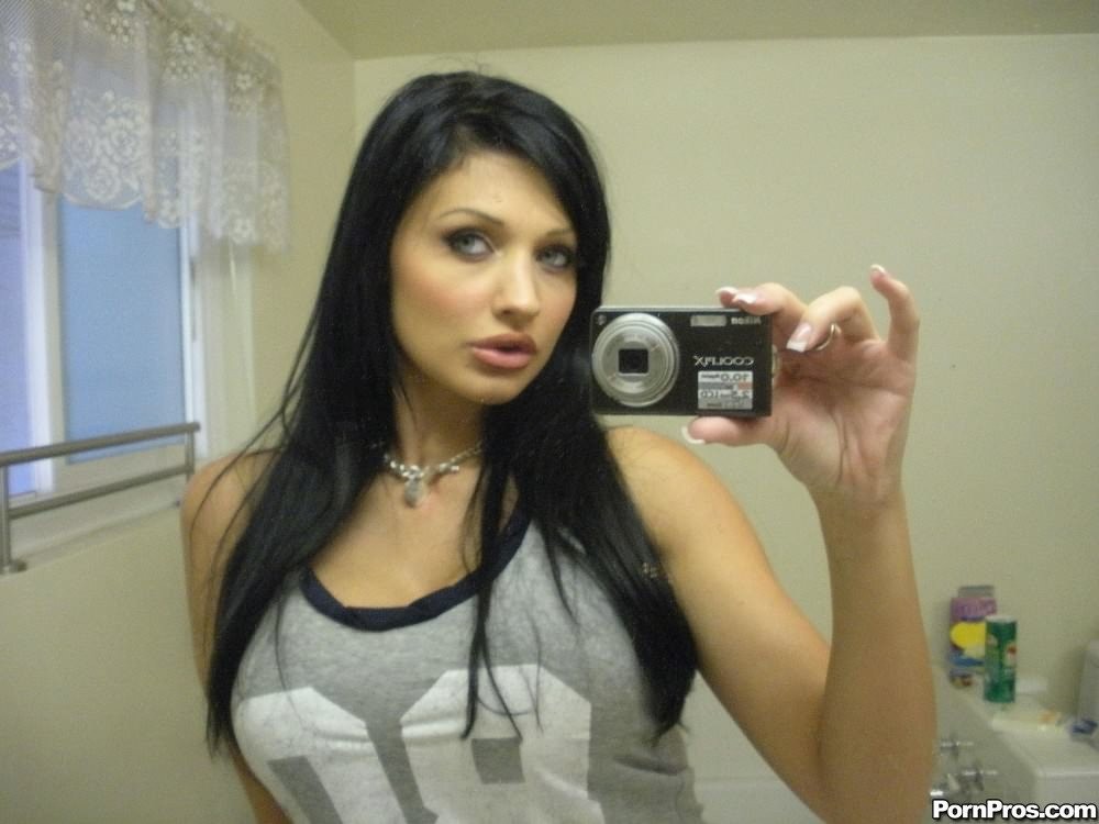 Beautiful brunette girlfriend takes pics in her mirror #76408827