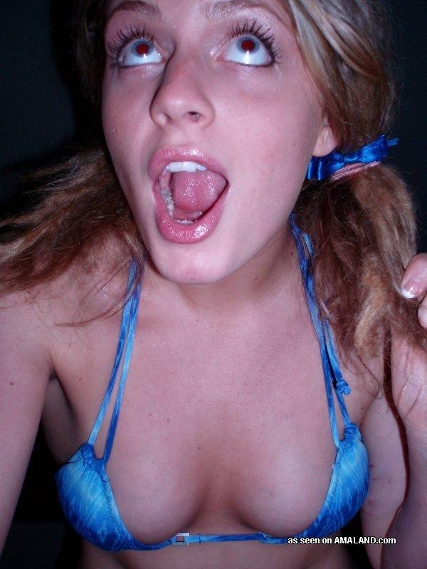 Honey in a bikini flashes her tits while camwhoring #75696243