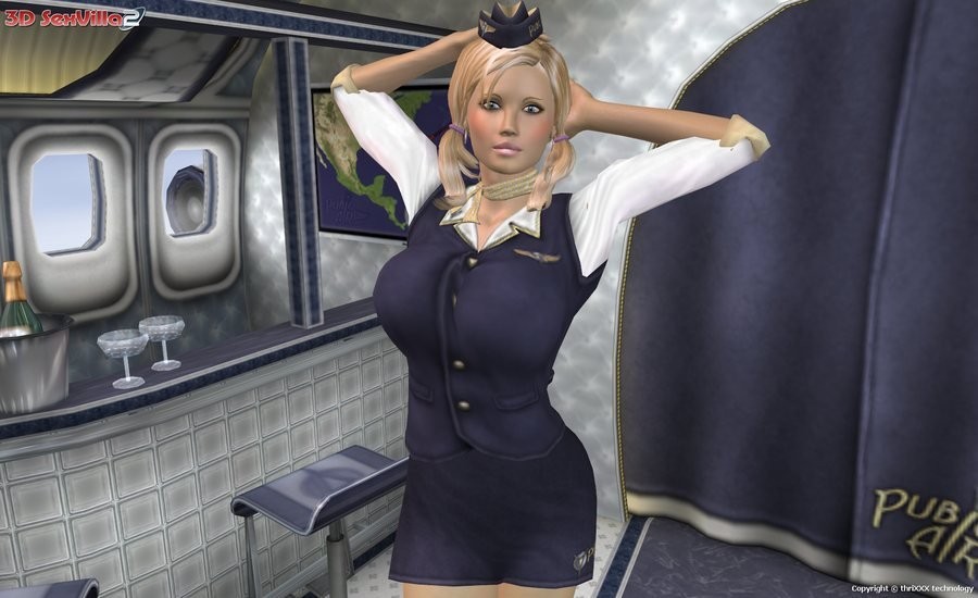 Busty 3d animated stewardess fucked in the air #69481278