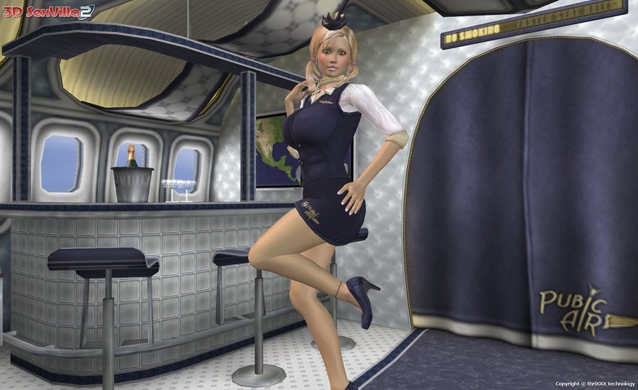 Busty 3d animated stewardess fucked in the air #69481285