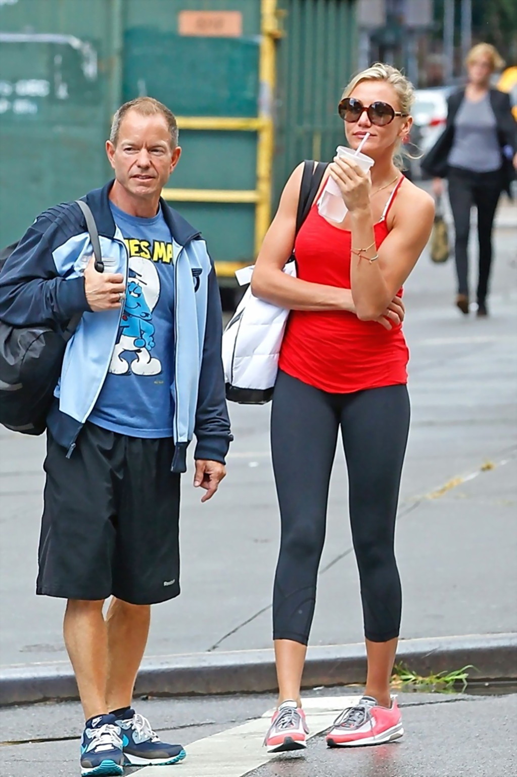Cameron Diaz spotted in a skimpy red top and tights out in New York City #75253968