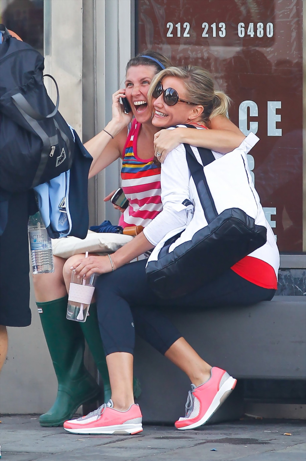Cameron Diaz spotted in a skimpy red top and tights out in New York City #75253980