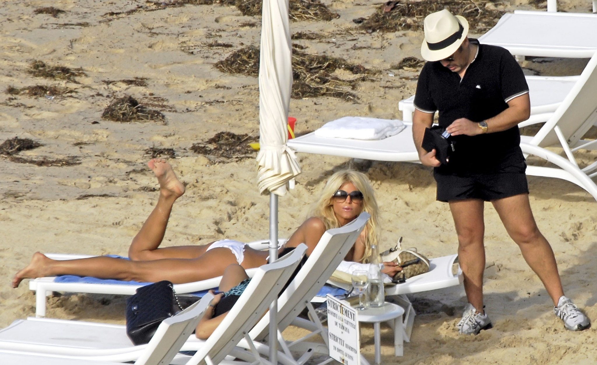 Victoria Silvstedt busty wearing skimpy white bikini on the beach in St. Barts #75322698