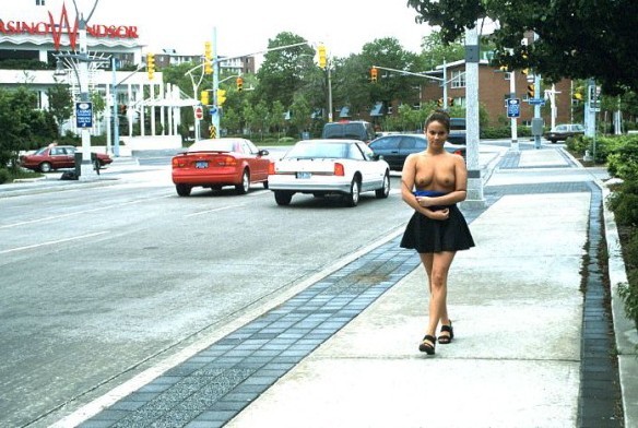 Flashing tits and ass in public #78927370