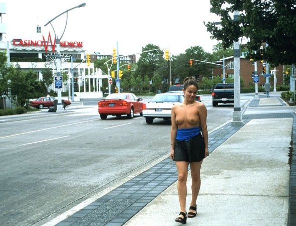 Flashing tits and ass in public #78927377