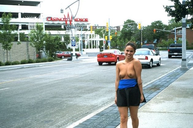 Flashing tits and ass in public #78927384