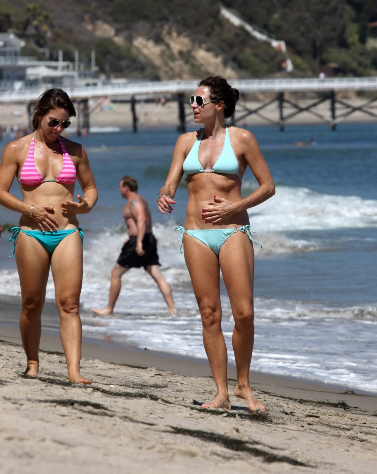 Minnie Driver wearing sky blue bikini on the beach in Malibu #75289434