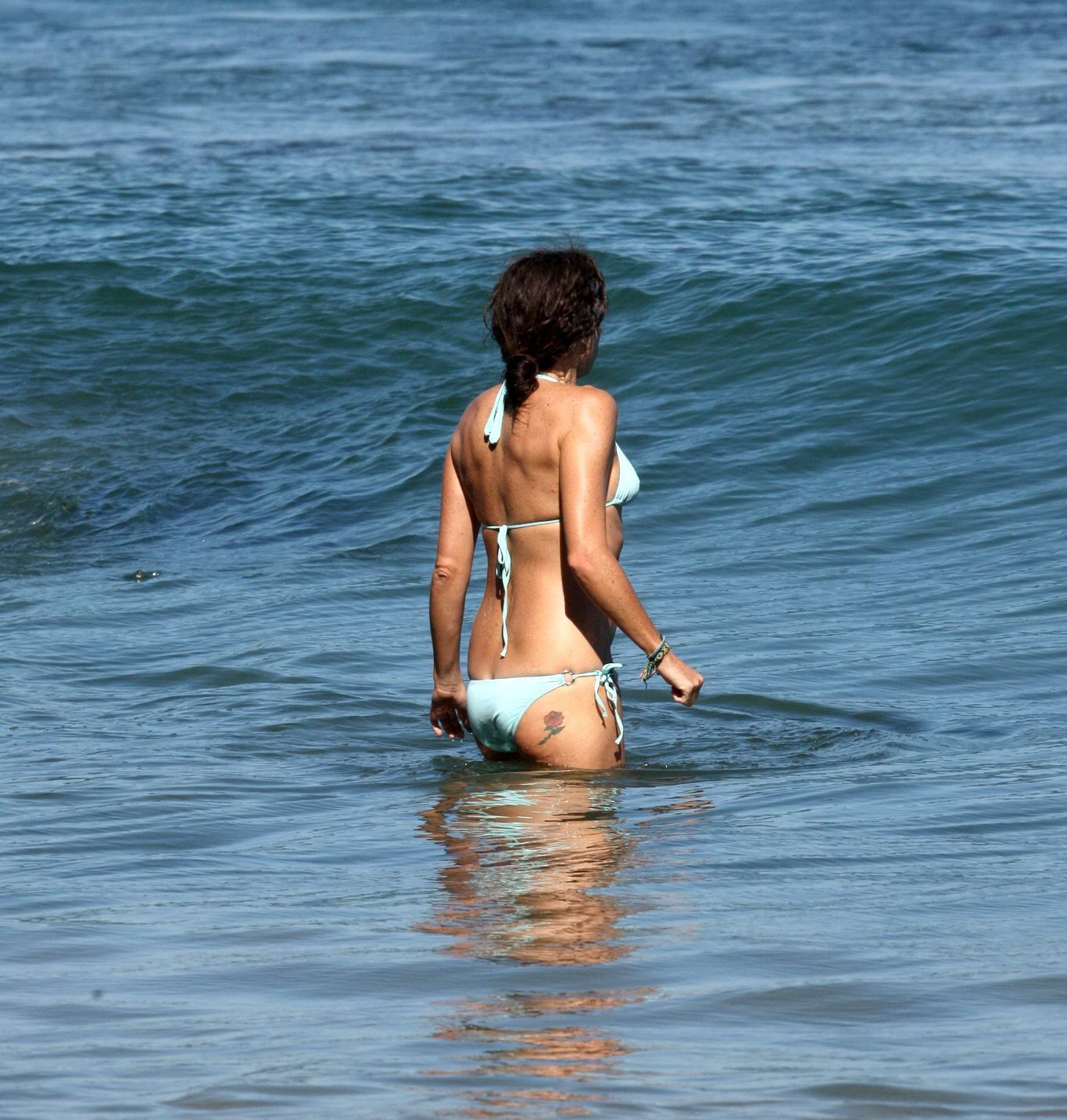 Minnie Driver wearing sky blue bikini on the beach in Malibu #75289538