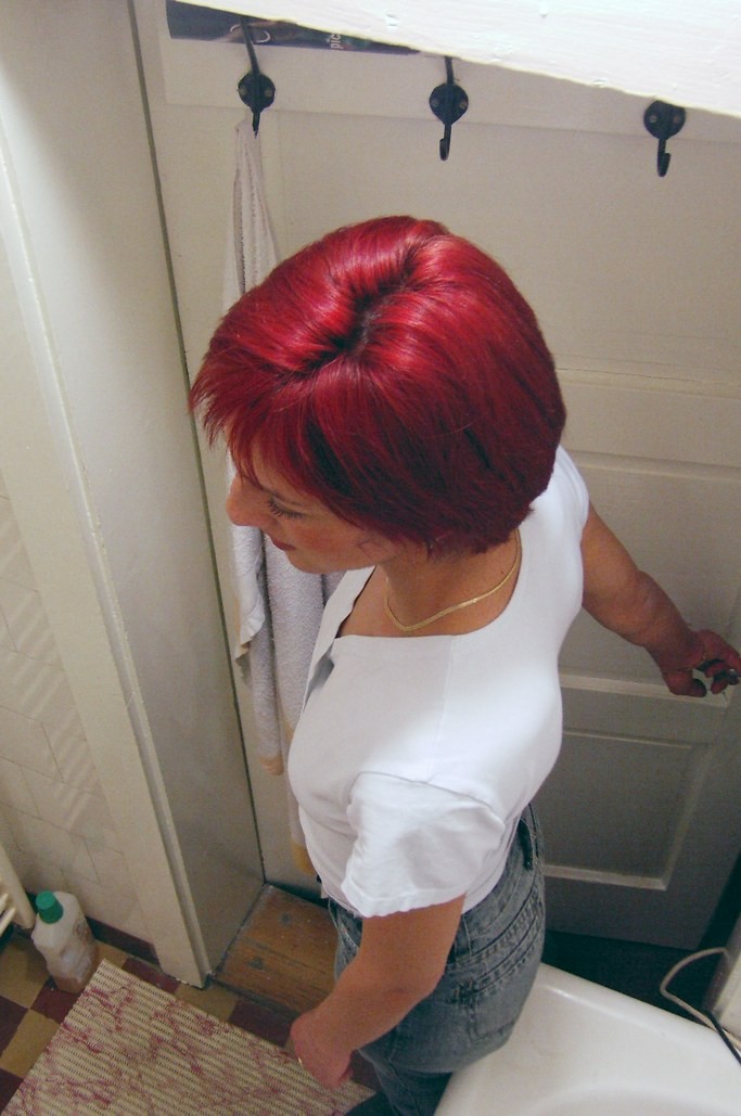 Voyeur shots of sexy redhead caught peeing on hidden toilet cam #71653814
