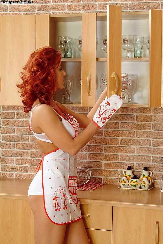 Redhead plays with milk #78995469