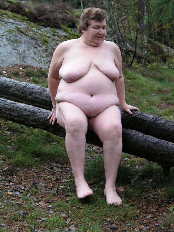 Big fat bbw granny with big boobs outdoors #75569435
