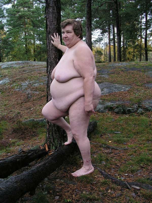 Big fat bbw granny with big boobs outdoors #75569478