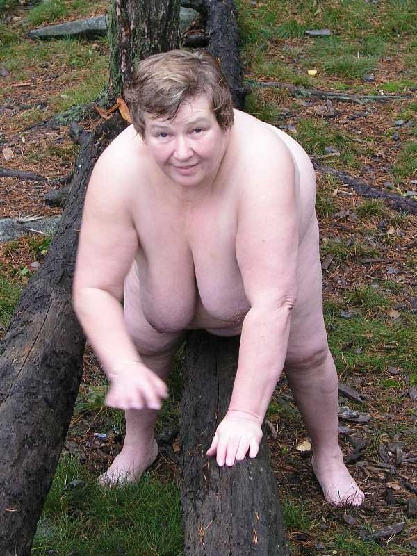 Big fat bbw granny with big boobs outdoors #75569525
