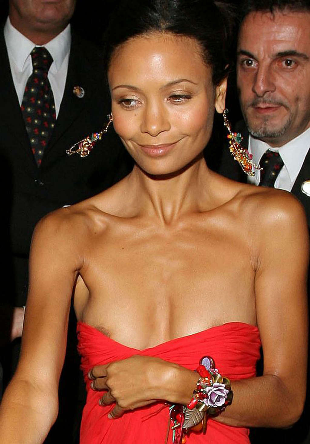 Thandie Newton showing her tits and thong slip paparazzi shoots #75359068