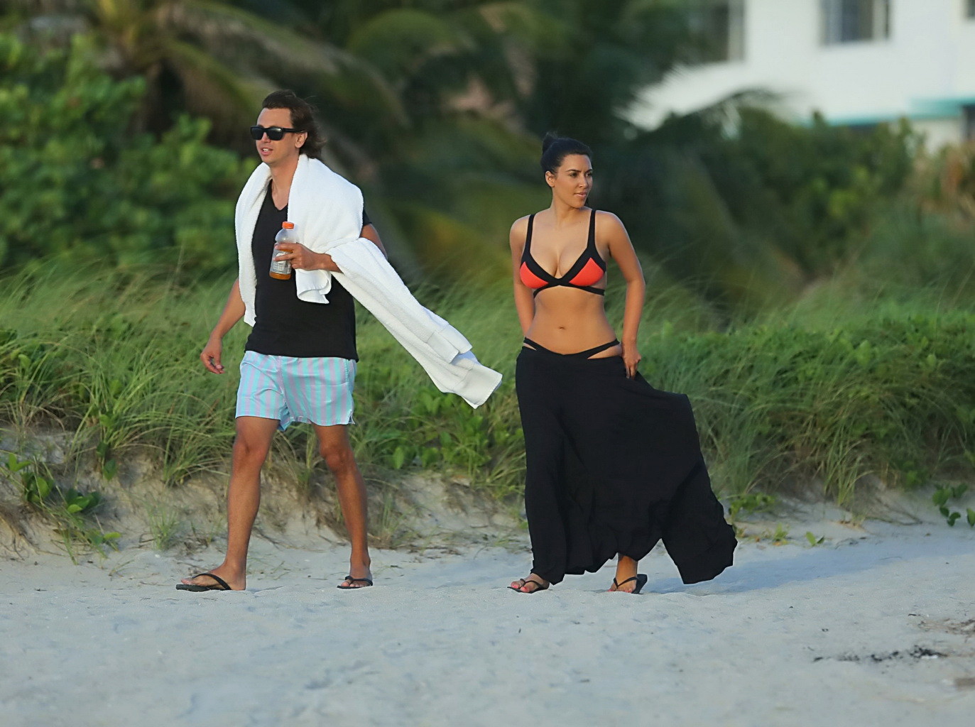 Kim Kardashian showing off her curves wearing skimpy bikini on Miami Beach #75255291